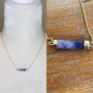 Purple Stone with Gold Chain Choker NecklaCE